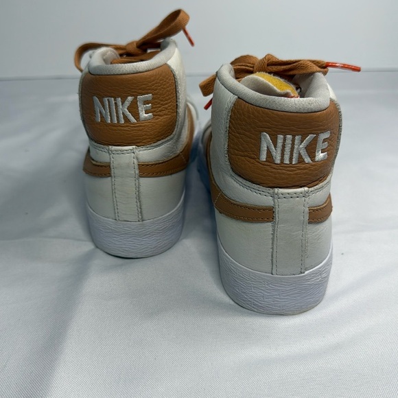 Nike White and Tan High-Top Sneakers with Unique Lacing - Picture 7 of 10